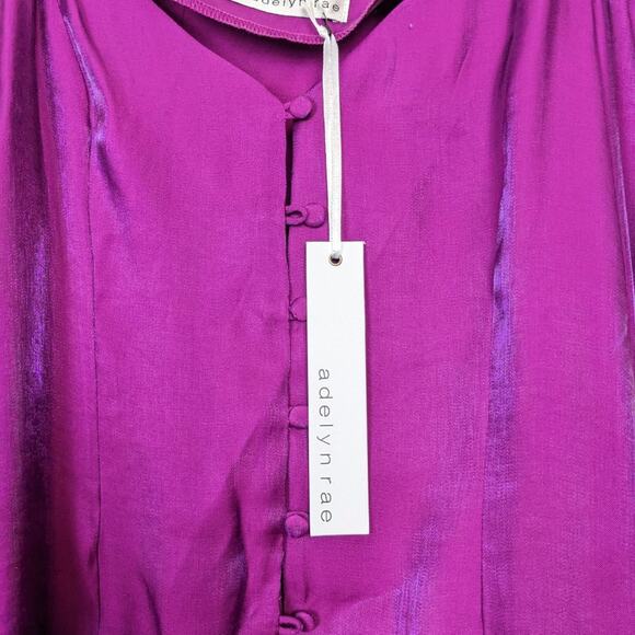 NWT Adelyn Rae Iridescent Purple Crop Tie Back Blouse - Picture 7 of 7